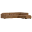 Rex Right Corner Sectional Modular Sofa with Ottoman in Genuine Leather