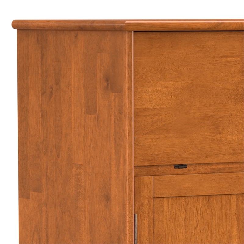 Draper SOLID HARDWOOD Mid Century Modern 32 inch Wide Bar Cabinet in Teak Brown