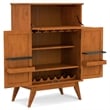 Draper SOLID HARDWOOD Mid Century Modern 32 inch Wide Bar Cabinet in Teak Brown