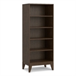 Harper SOLID HARDWOOD 66x 24 inch Modern 5 Shelf Bookcase in Walnut Brown