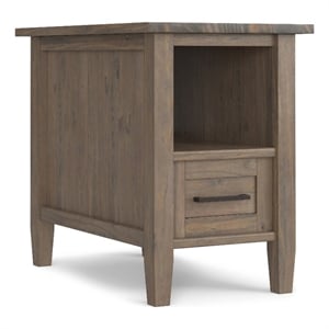Ela SOLID WOOD 14&quot Wide Rectangle Transitional Narrow End Table in Smoky Brown