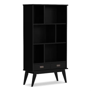 Draper SOLID HARDWOOD 64x 35&quot Modern Wide Bookcase and Storage Unit in Black