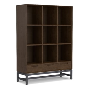 Banting SOLID HARDWOOD 58x42&quot Modern 9Cube Bookcase with Drawer in Walnut Brown