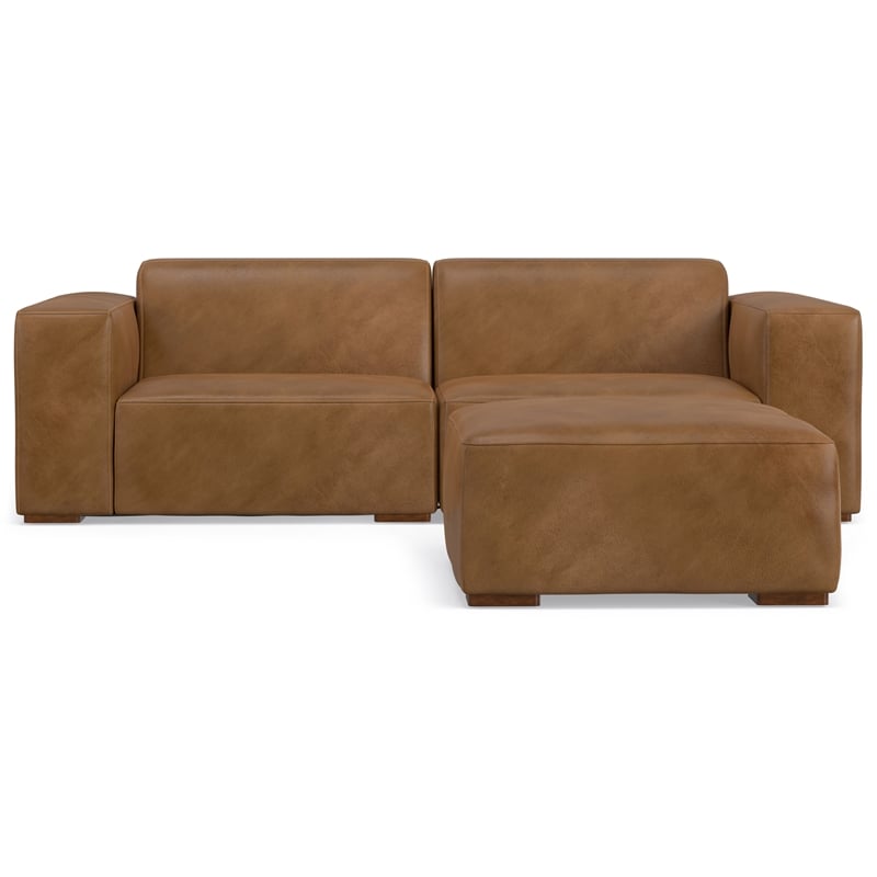 Rex 2-Seater Modular Sofa and Ottoman Set in Genuine Leather