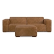 Rex 2-Seater Modular Sofa and Ottoman Set in Genuine Leather