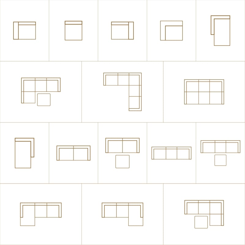 Rex 3-Seater Modular Sofa and Ottoman Set in Tightly Woven Performance Fabric