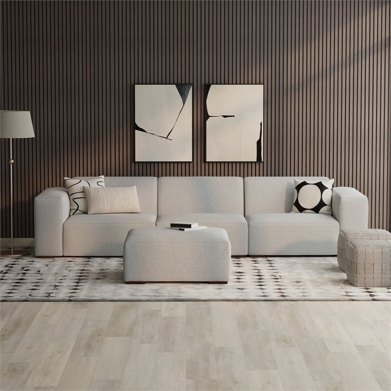 Rex 3-Seater Modular Sofa and Ottoman Set in Tightly Woven Performance Fabric