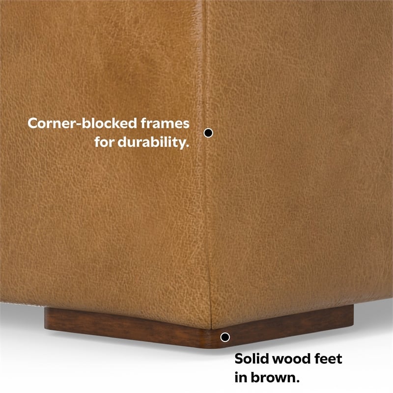 Simpli Home Rex Left Corner Sectional Modular Sofa with Ottoman in Leather