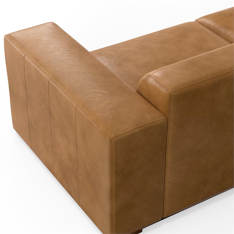 Simpli Home Rex Left Corner Sectional Modular Sofa with Ottoman in Leather