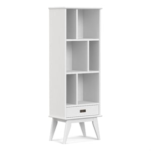 Draper SOLID HARDWOOD 64x 22&quot Modern Bookcase and Storage Unit in White