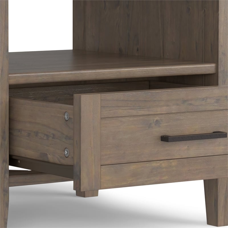 Ela SOLID WOOD 20 inch Wide Rectangle Transitional End Table in Smoky Brown