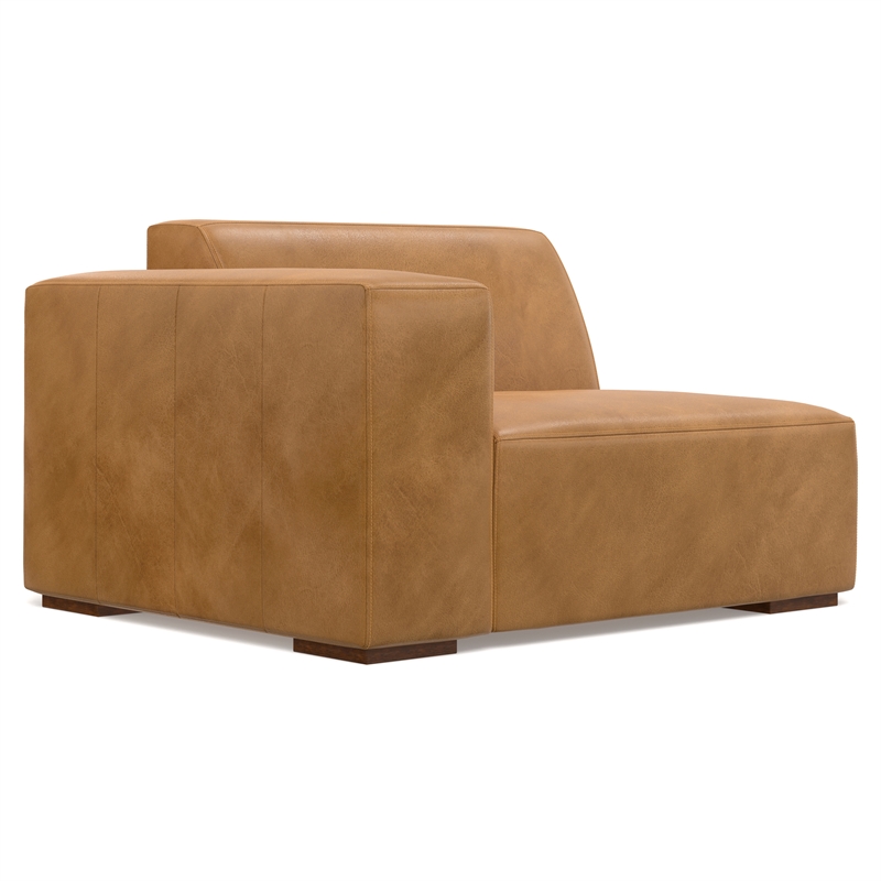 Simpli Home Rex Right Corner Sectional Modular Sofa with Ottoman in  Leather