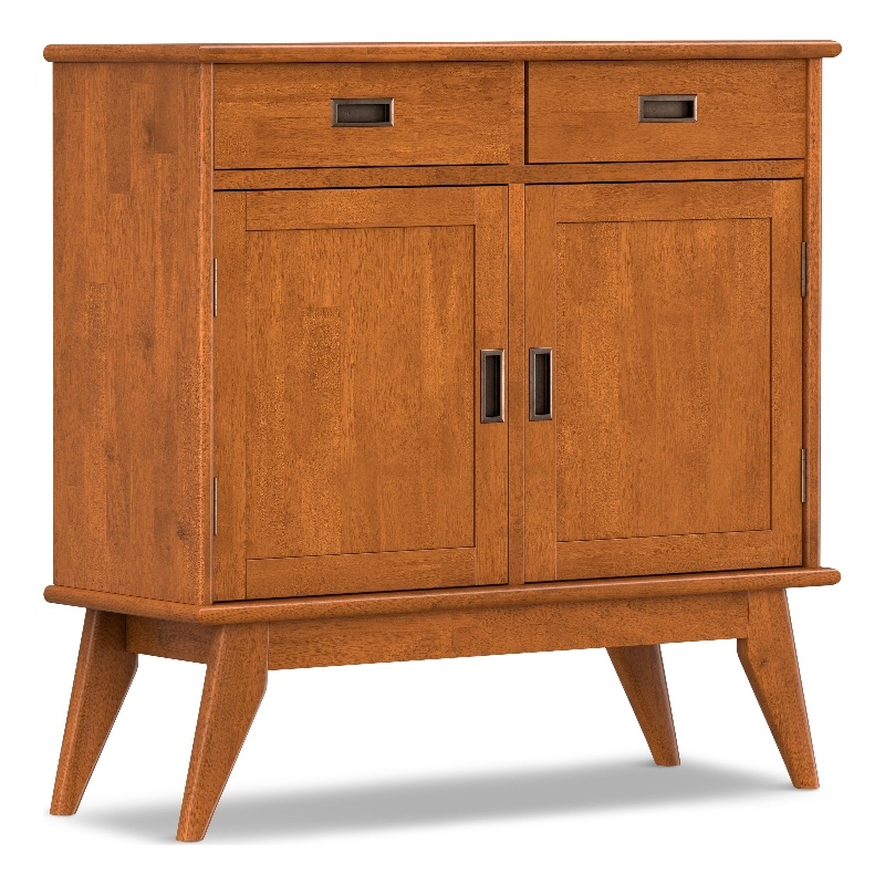 Draper SOLID HARDWOOD 36inch Wide Modern Entryway Storage Cabinet in Teak Brown