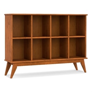 Draper SOLID HARDWOOD 57 &quotWide Modern 8 Cube Storage Sofa Table in Teak Brown