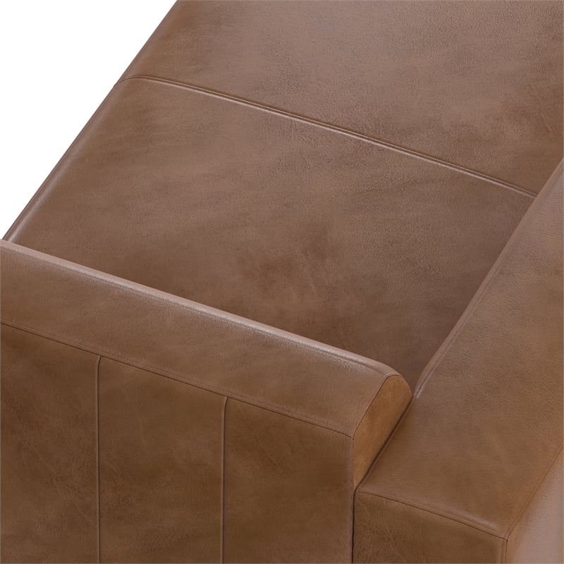Simpli Home Rex Left Chaise Sofa Module in Genuine Leather