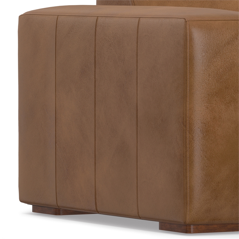 Simpli Home Rex Left Chaise Sofa Module in Genuine Leather