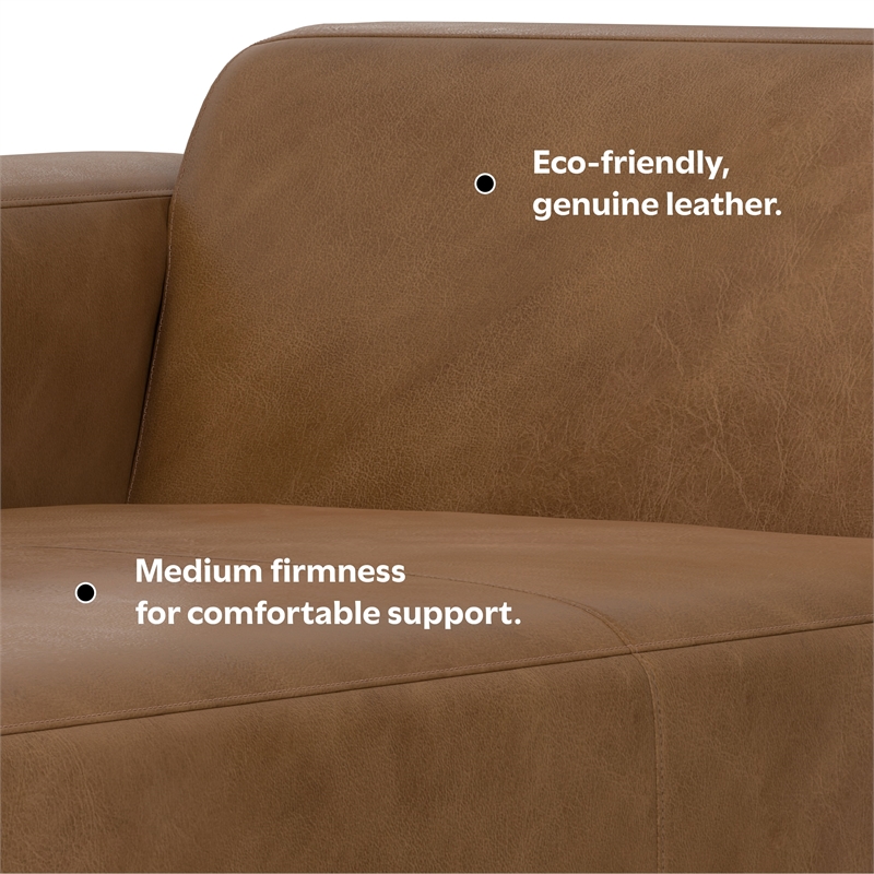 Simpli Home Rex Left Chaise Sofa Module in Genuine Leather