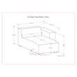 Simpli Home Rex Right Chaise Sofa Module in Tightly Woven Performance Fabric