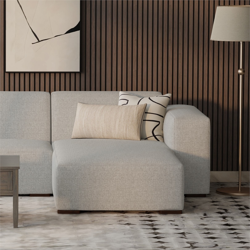 Simpli Home Rex Right Chaise Sofa Module in Tightly Woven Performance Fabric