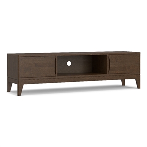 Harper HARDWOOD 72&quot Wide Modern TV Media Stand in Walnut Brown For TVs upto 80&quot