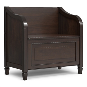 Connaught SOLID WOOD 30&quotWide  Small Entryway Storage Bench in Chestnut Brown