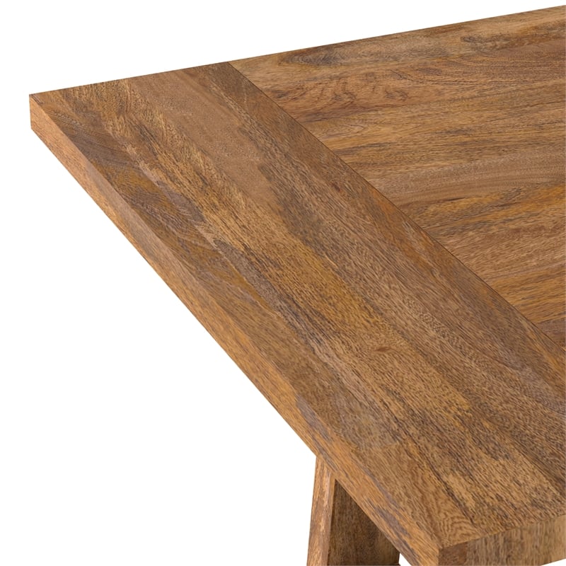 Whitley 72 inch Wide Solid Mango Farmhouse Dining Table in Burnt Wax