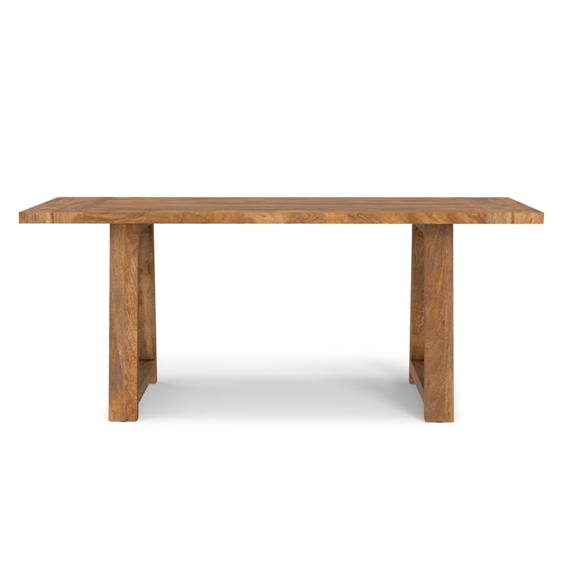 Whitley 72 inch Wide Solid Mango Farmhouse Dining Table in Burnt Wax