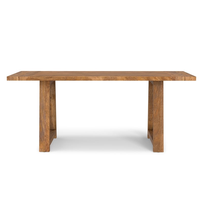Whitley 72 inch Wide Solid Mango Farmhouse Dining Table in Burnt Wax