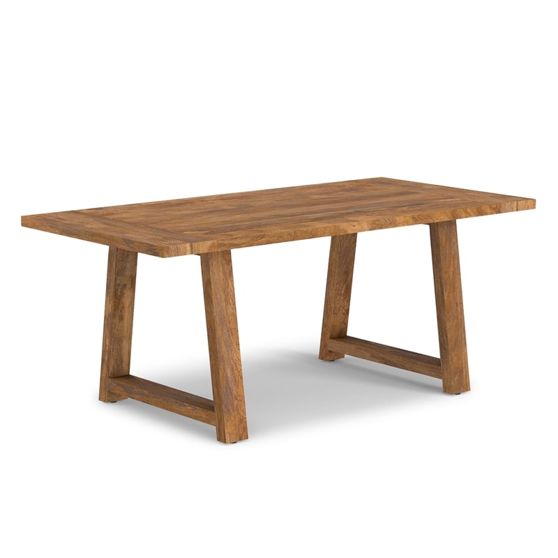 Whitley 72 inch Wide Solid Mango Farmhouse Dining Table in Burnt Wax