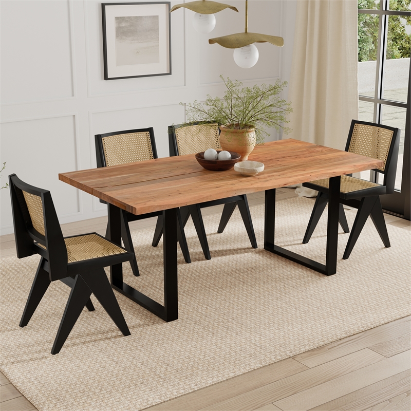 Fieldcrest 72 x 36 inch Rectangle Modern Industrial Dining Table in Natural