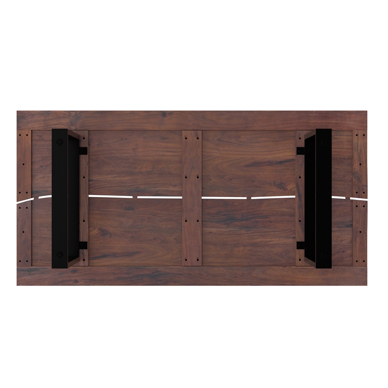 Fieldcrest 72x36 inch Rectangle Modern Industrial Dining Table in Dark Walnut