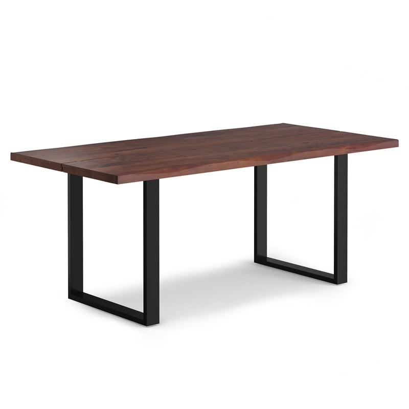 Fieldcrest 72x36 inch Rectangle Modern Industrial Dining Table in Dark Walnut