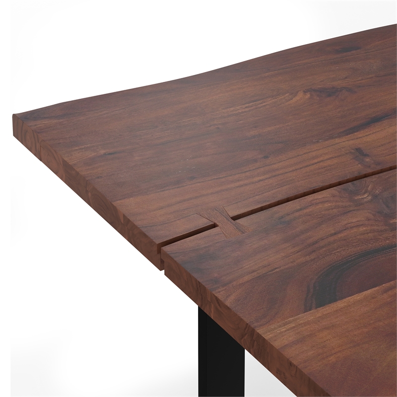Fieldcrest 72x36 inch Rectangle Modern Industrial Dining Table in Dark Walnut