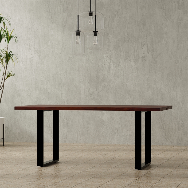 Fieldcrest 72x36 inch Rectangle Modern Industrial Dining Table in Dark Walnut