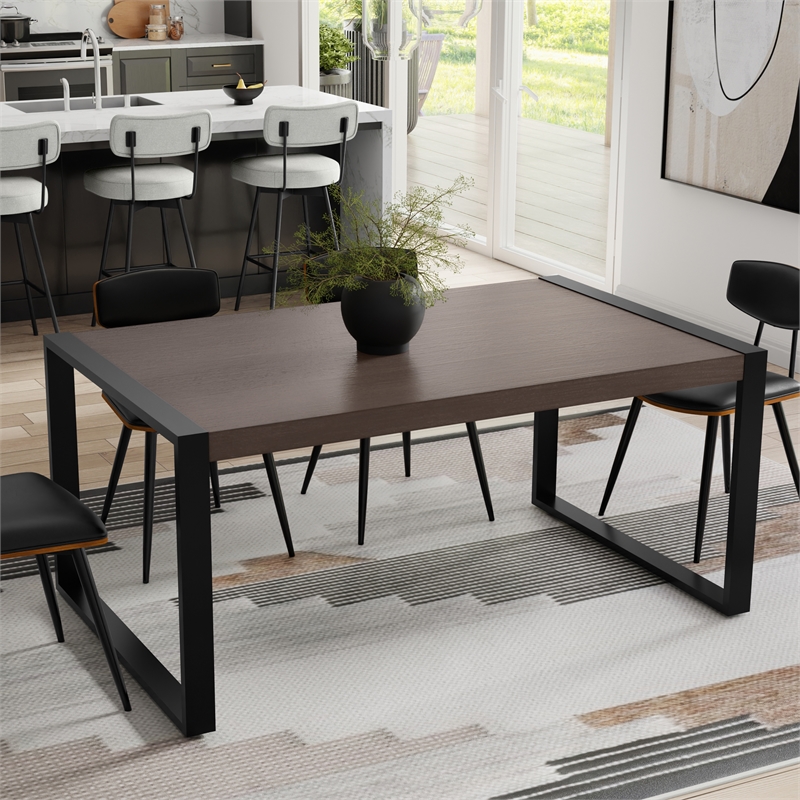 McKenzie 66x40 inch Rectangle Modern Industrial Dining Table in Smoky Gray