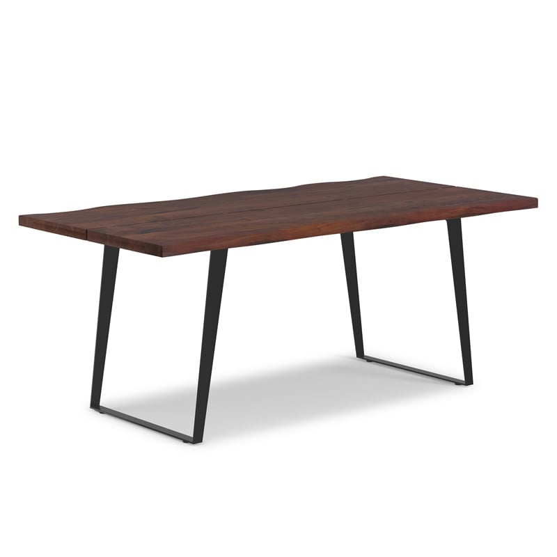 Delta 72 inch x 36 inch Rectangle Modern Industrial Dining Table in Dark Walnut