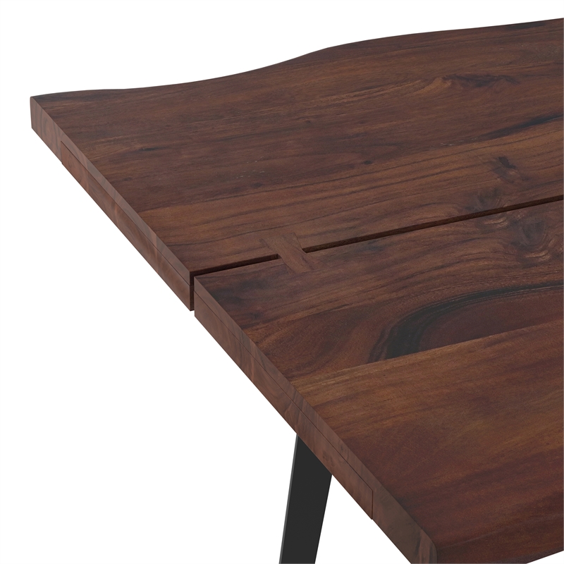 Delta 72 inch x 36 inch Rectangle Modern Industrial Dining Table in Dark Walnut