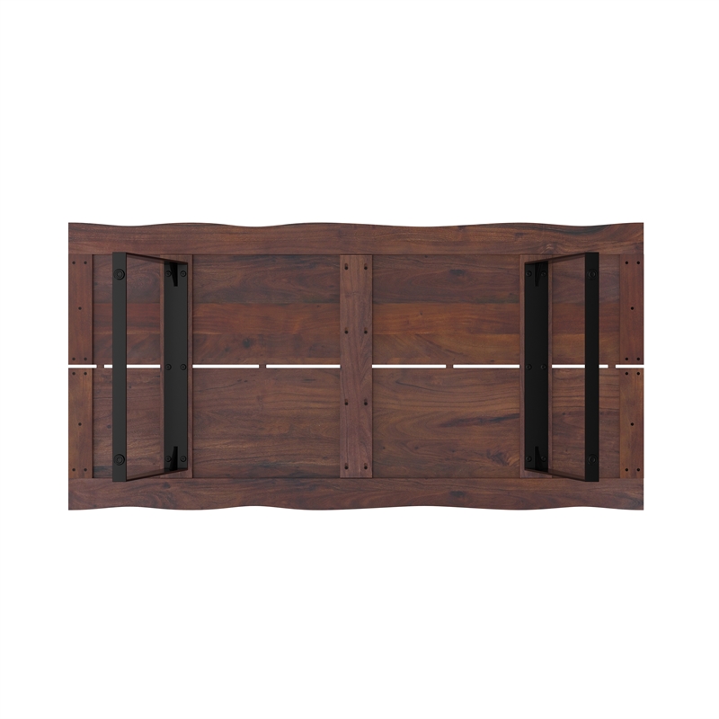 Delta 72 inch x 36 inch Rectangle Modern Industrial Dining Table in Dark Walnut