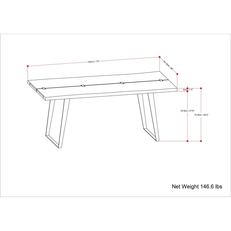 delta 72 inch x 36 inch rectangle modern industrial dining table in natural