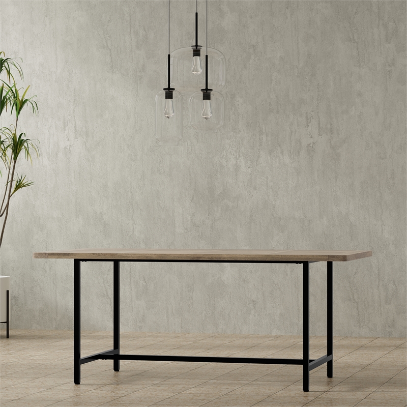 campbell 72 x 36 inch rectangle modern industrial dining table in gray wash