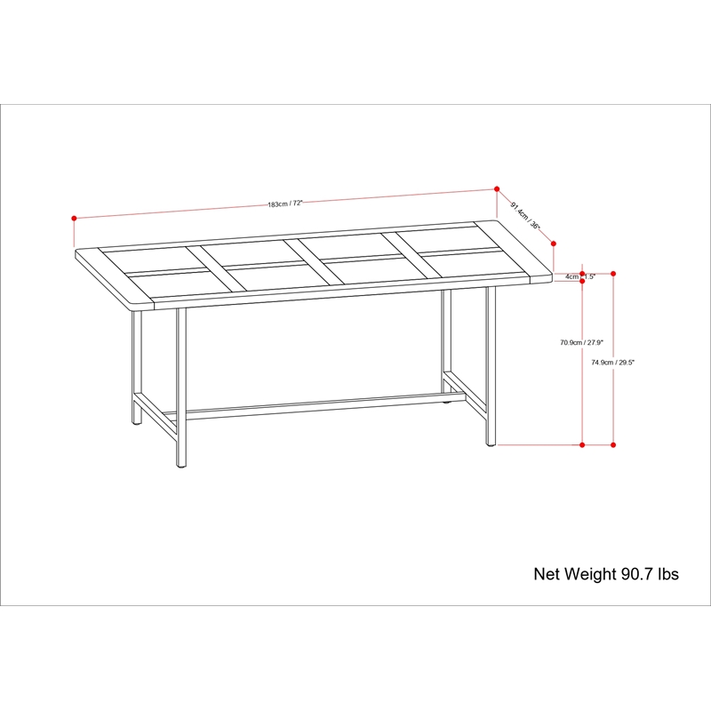 campbell 72 x 36 inch rectangle modern industrial dining table in gray wash
