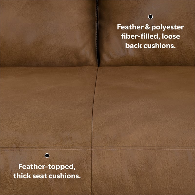 Morrison Left Sectional 102 inch Wide Sofa Sectional in Caramel Brown Leather
