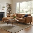 Morrison Left Sectional 102 inch Wide Sofa Sectional in Caramel Brown Leather