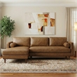 Morrison Left Sectional 102 inch Wide Sofa Sectional in Caramel Brown Leather