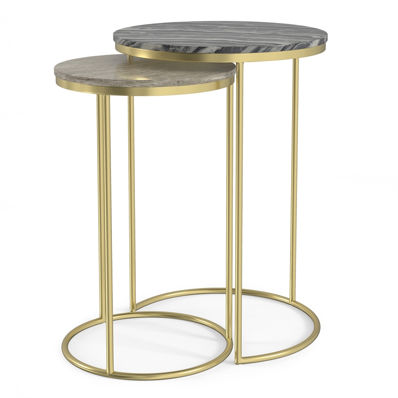 Ashley 16 inch Wide Metal 2 Pc Nesting Table in Gold