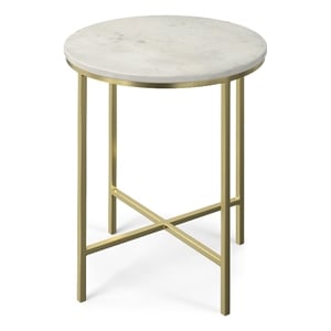 Tara 16 inch Wide Metal Side Table in Gold