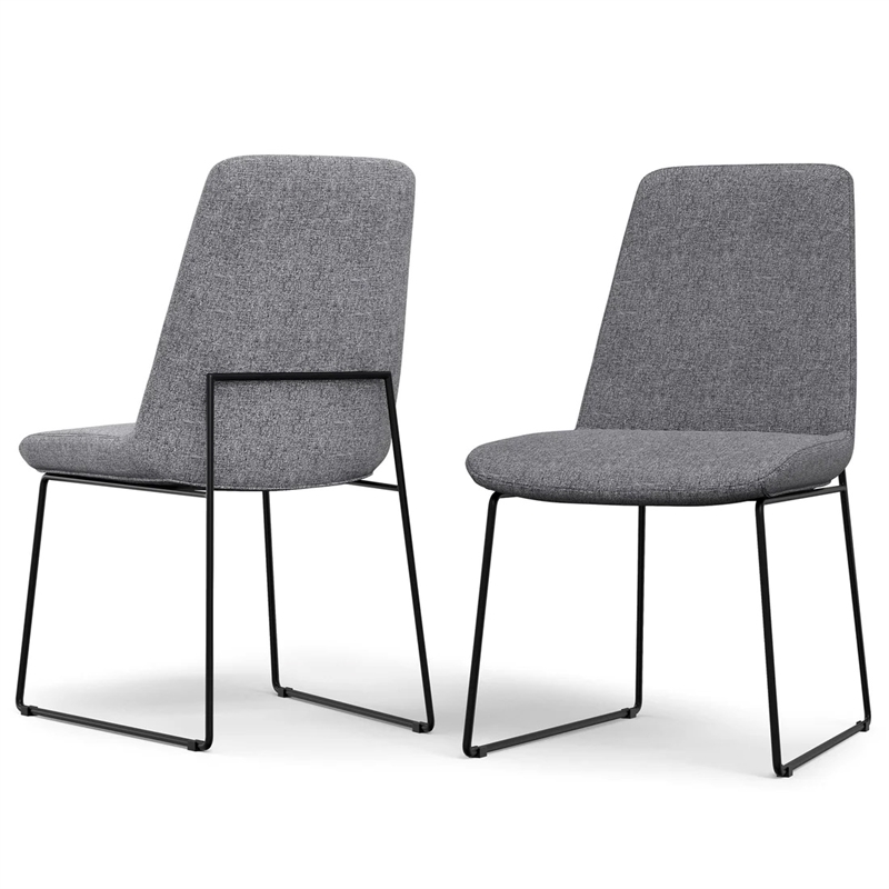 Simpli Home Corina Linen Look Fabric Upholstered Dining Chair in Gray (Set of 2)