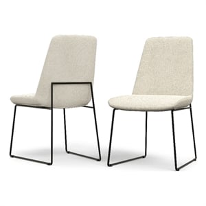Corina  Modern Dining Chair ( Set of 2 ) in Natural Linen Look Fabric