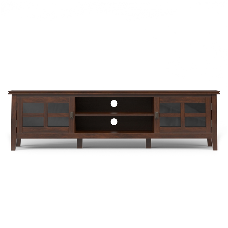 Artisan SOLID WOOD 72 inch Wide Transitional TV Media Stand in Russet Brown