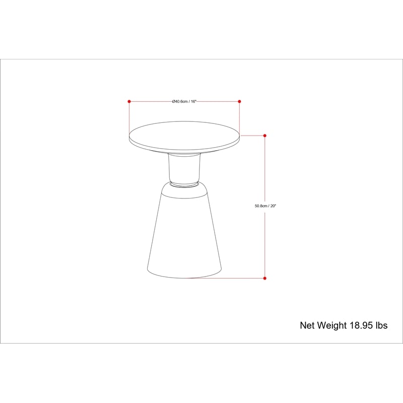 Simpli Home Leyla Modern 16 inch Wide Metal Side Table in Antique Brass